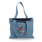 Beetle Car blue canvasbag with car embroidery – tote and wallet set