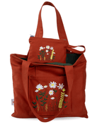 Daisy Garden - canvas bag with daisy garden embroidery – zippered and lined – Canvasbag