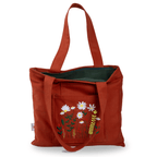 Daisy Garden - embroidered tote bag with daisy and leaf motif – sustainable gabardine – Canvasbag