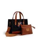 Black canvas, genuine leather Hummingbird