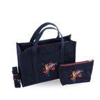HUMMİNGBİRD - Dark navy canvas tote and wallet set with hummingbird embroidery – Canvasbag