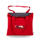 Red embroidered canvas bag with floral Lavender & Daisy design – canvasbag