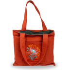 Embroidered  tote bag with lotus motif – canvasbag