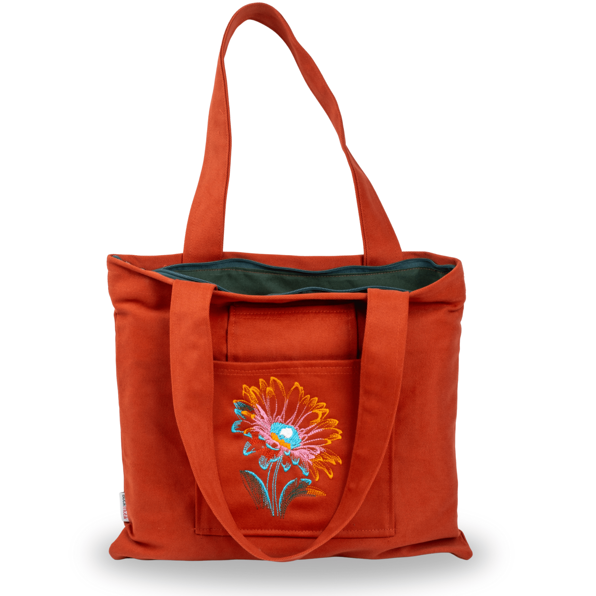 Embroidered  tote bag with lotus motif – canvasbag