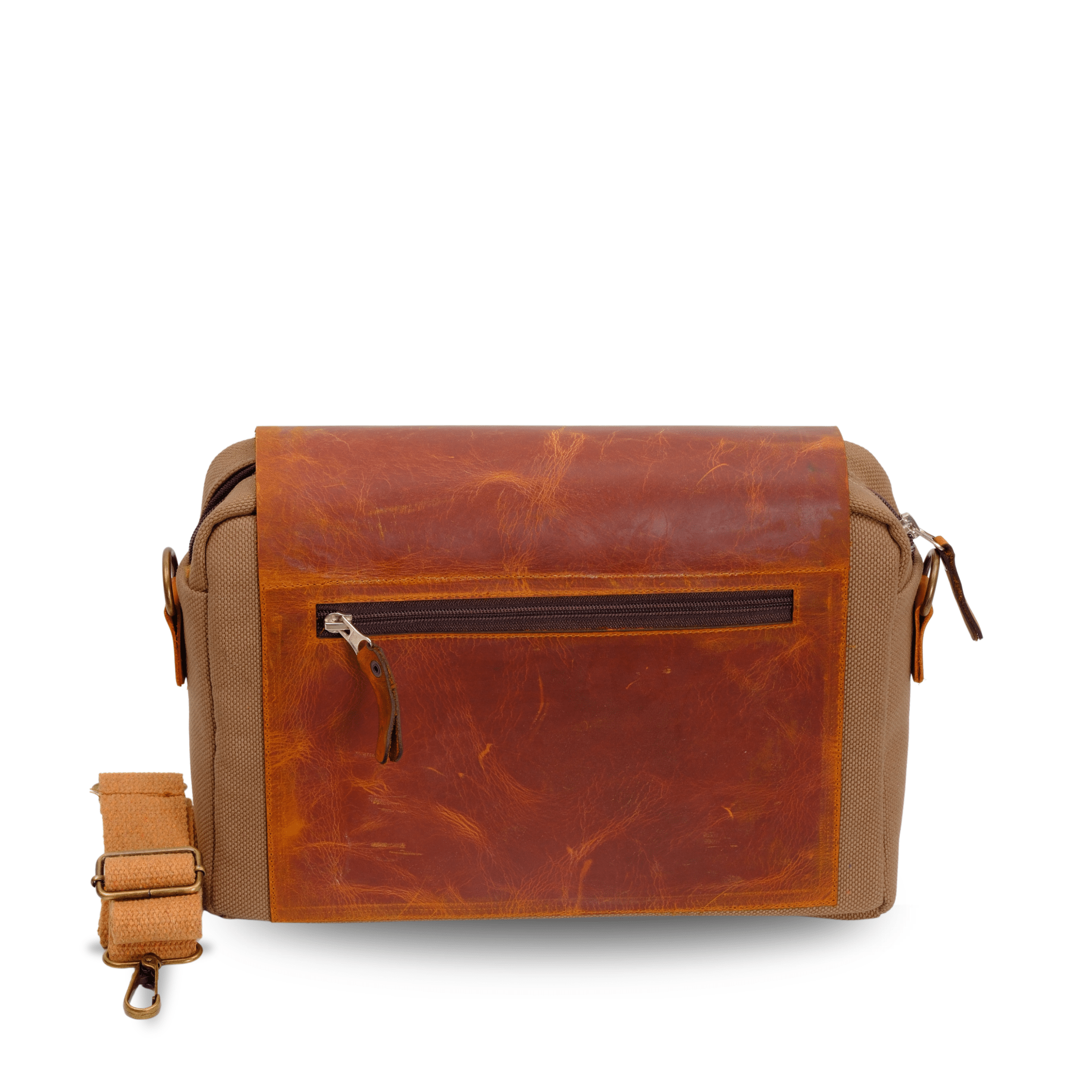 Medium Leather & Canvas Messenger Bag (Crossbody Style) - canvasbag
