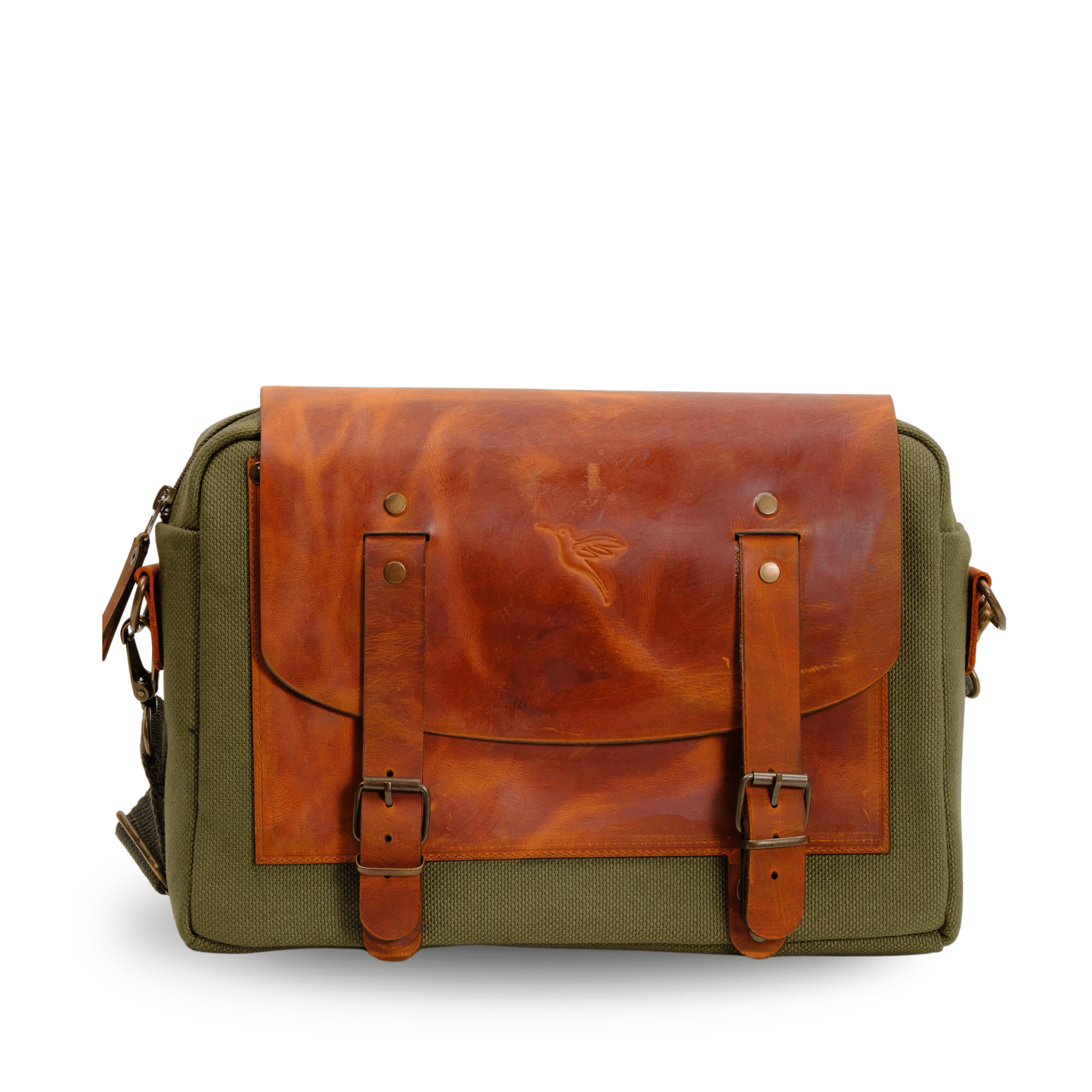 Medium Leather & Canvas Messenger Bag (Crossbody Style) - canvasbag