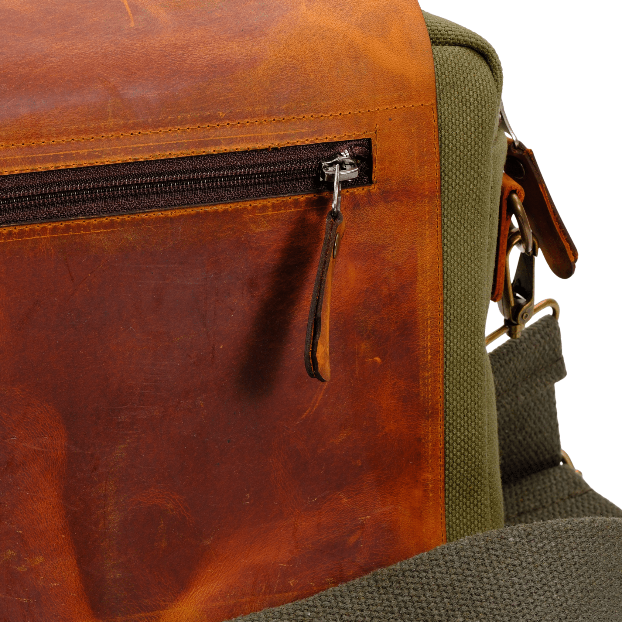Medium Leather & Canvas Messenger Bag (Crossbody Style) - canvasbag