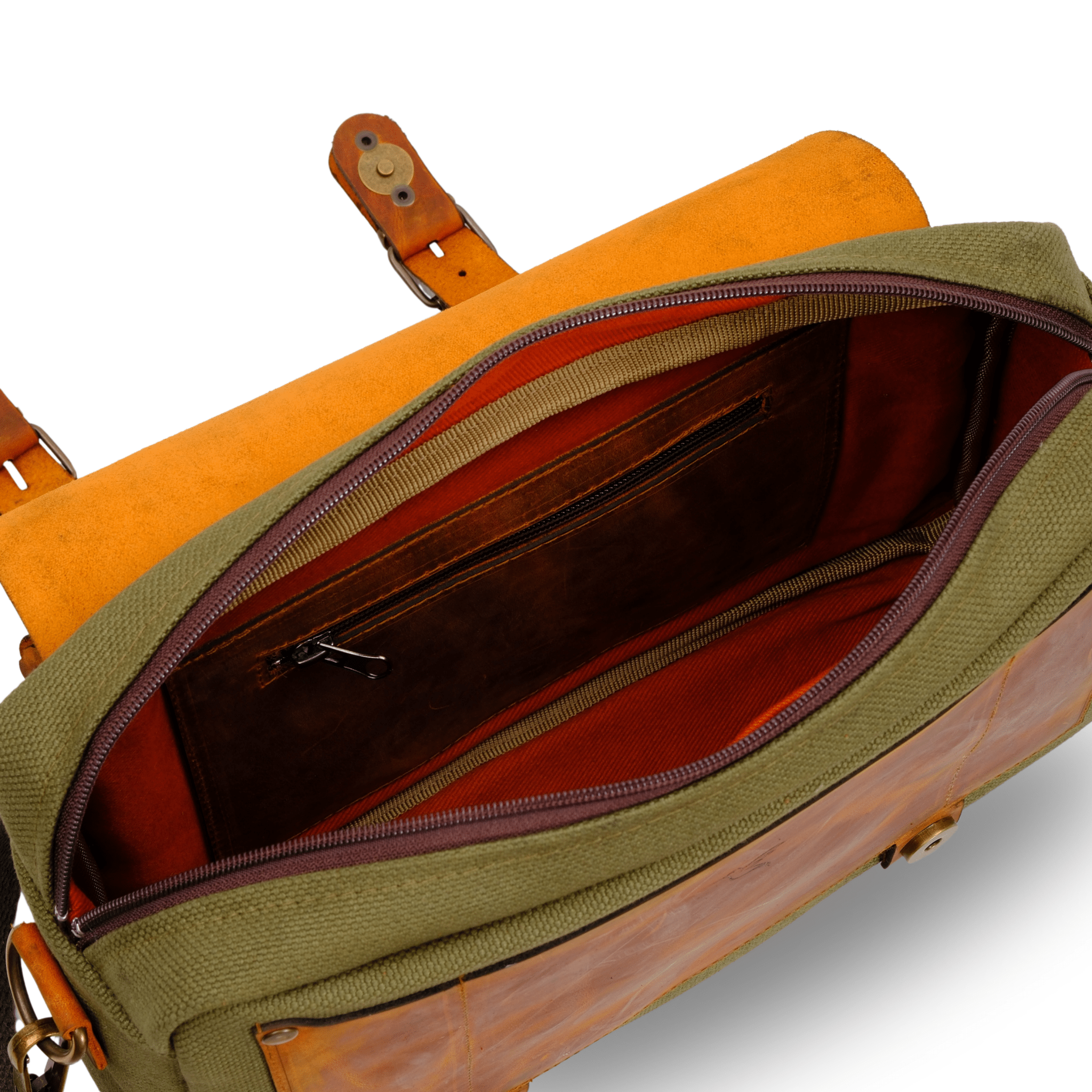 Medium Leather & Canvas Messenger Bag (Crossbody Style) - canvasbag