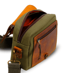 Mini Leather & Canvas Messenger Bag (Crossbody Style) - canvasbag