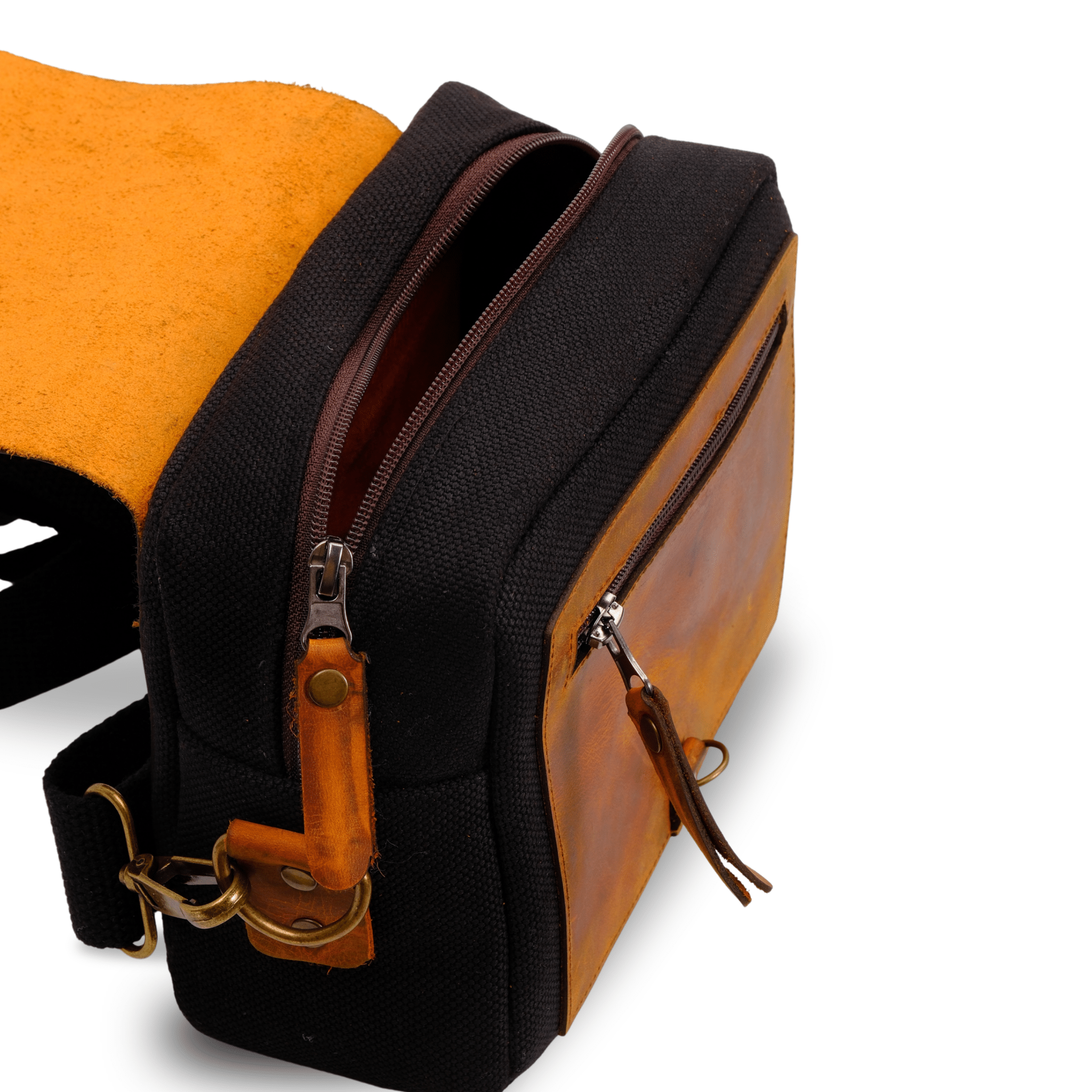 Mini Leather & Canvas Messenger Bag (Crossbody Style) - canvasbag