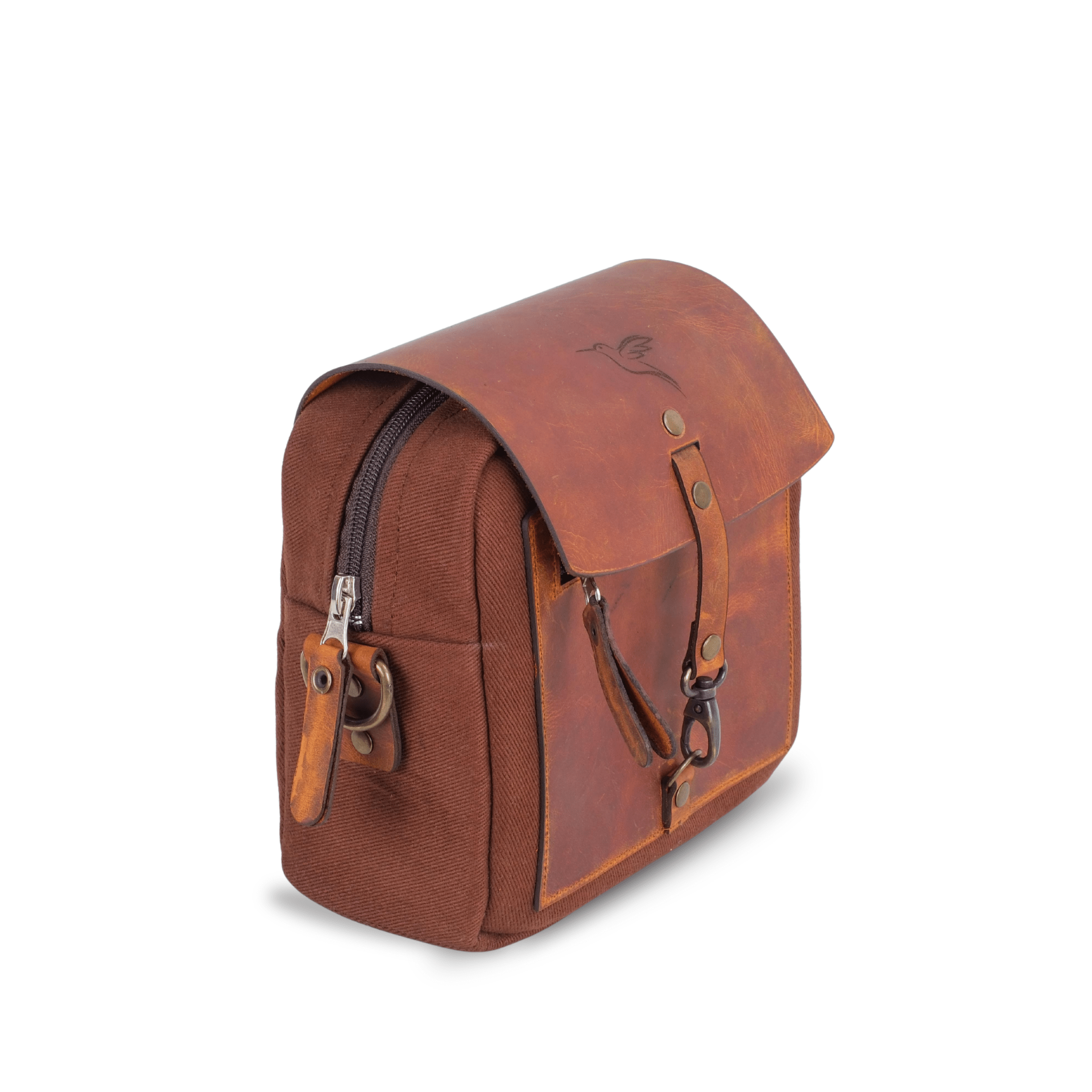Mini Leather & Canvas Messenger Bag (Crossbody Style) - canvasbag