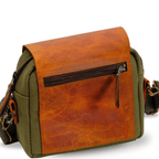 Mini Leather & Canvas Messenger Bag (Crossbody Style) - canvasbag