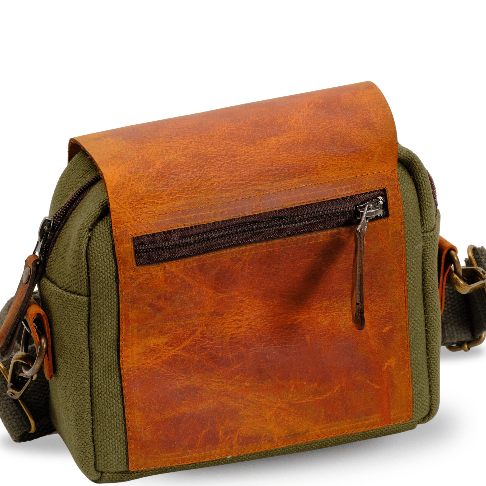 Mini Leather & Canvas Messenger Bag (Crossbody Style) - canvasbag