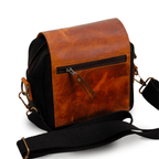 Mini Leather & Canvas Messenger Bag (Crossbody Style) - canvasbag