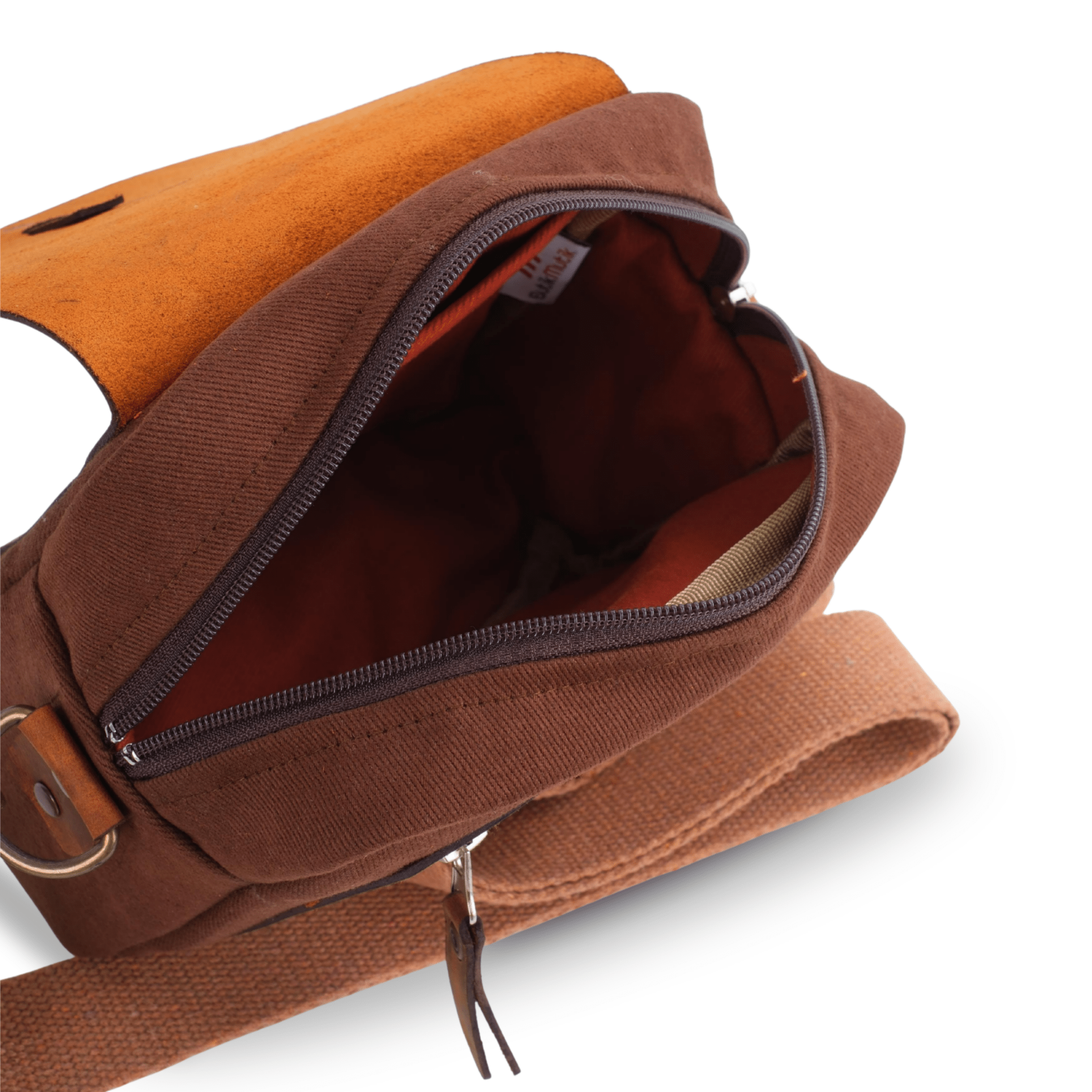 Mini Leather & Canvas Messenger Bag (Crossbody Style) - canvasbag