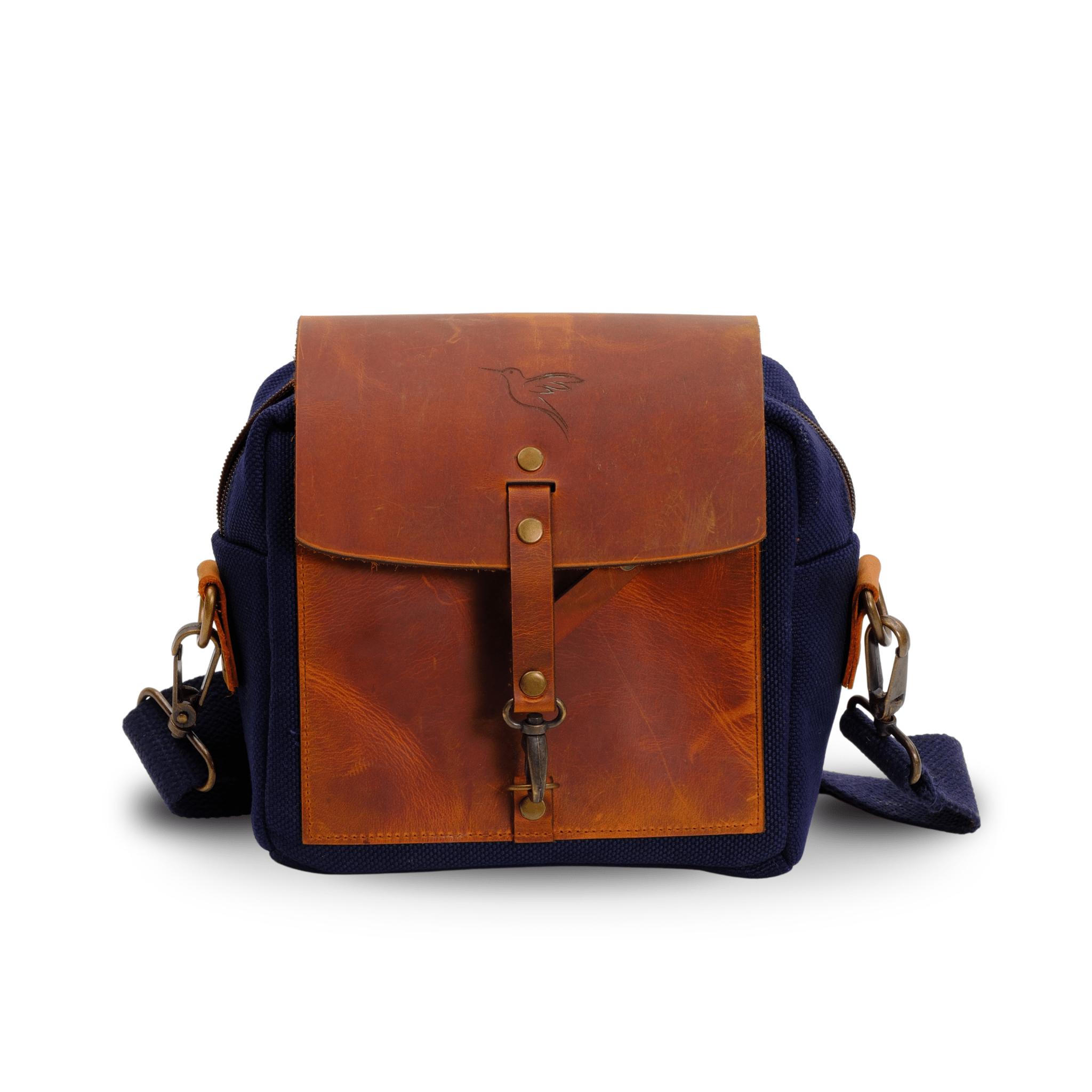 Mini Leather & Canvas Messenger Bag (Crossbody Style) - canvasbag