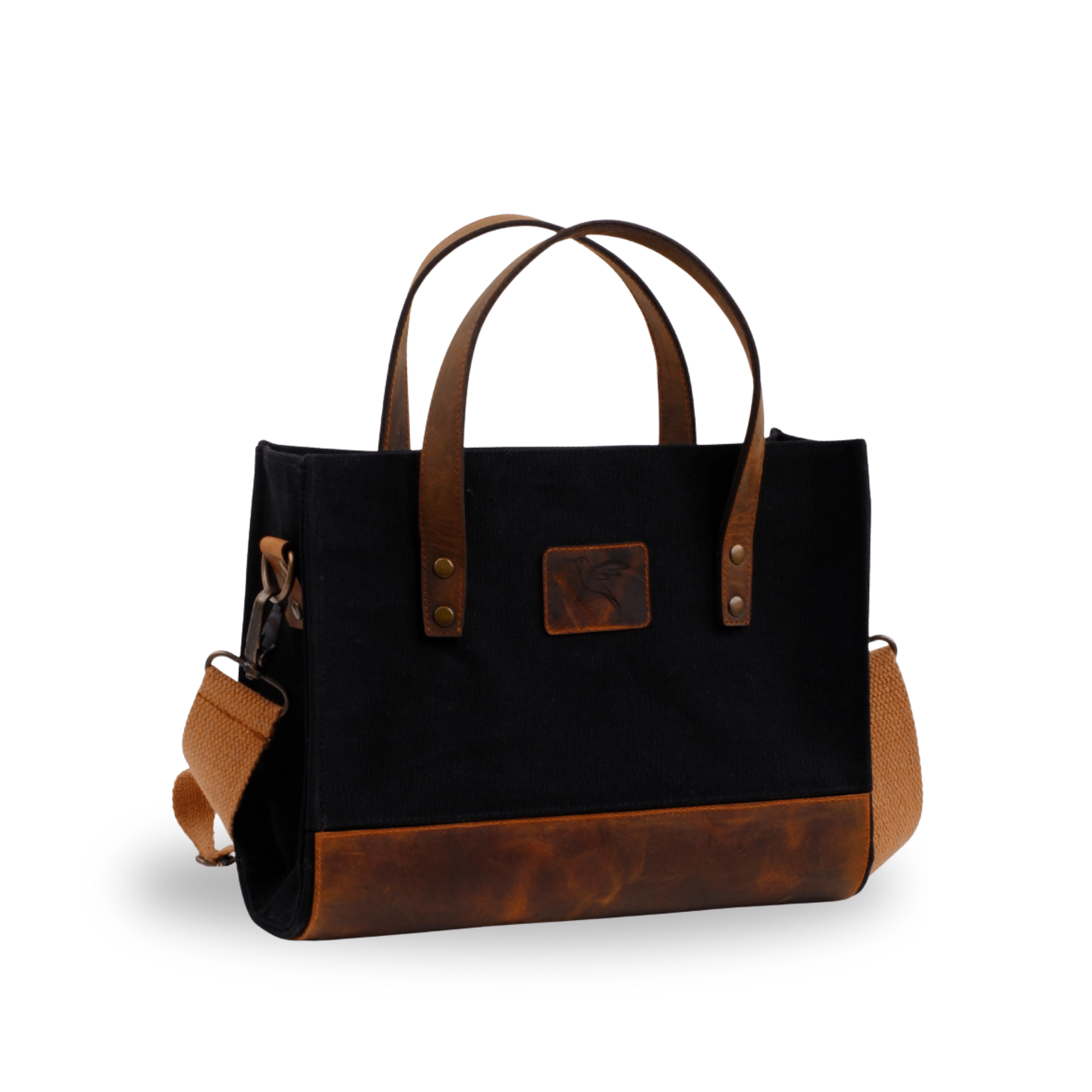 Black canvas & leather crossbody bag – Nevas collection