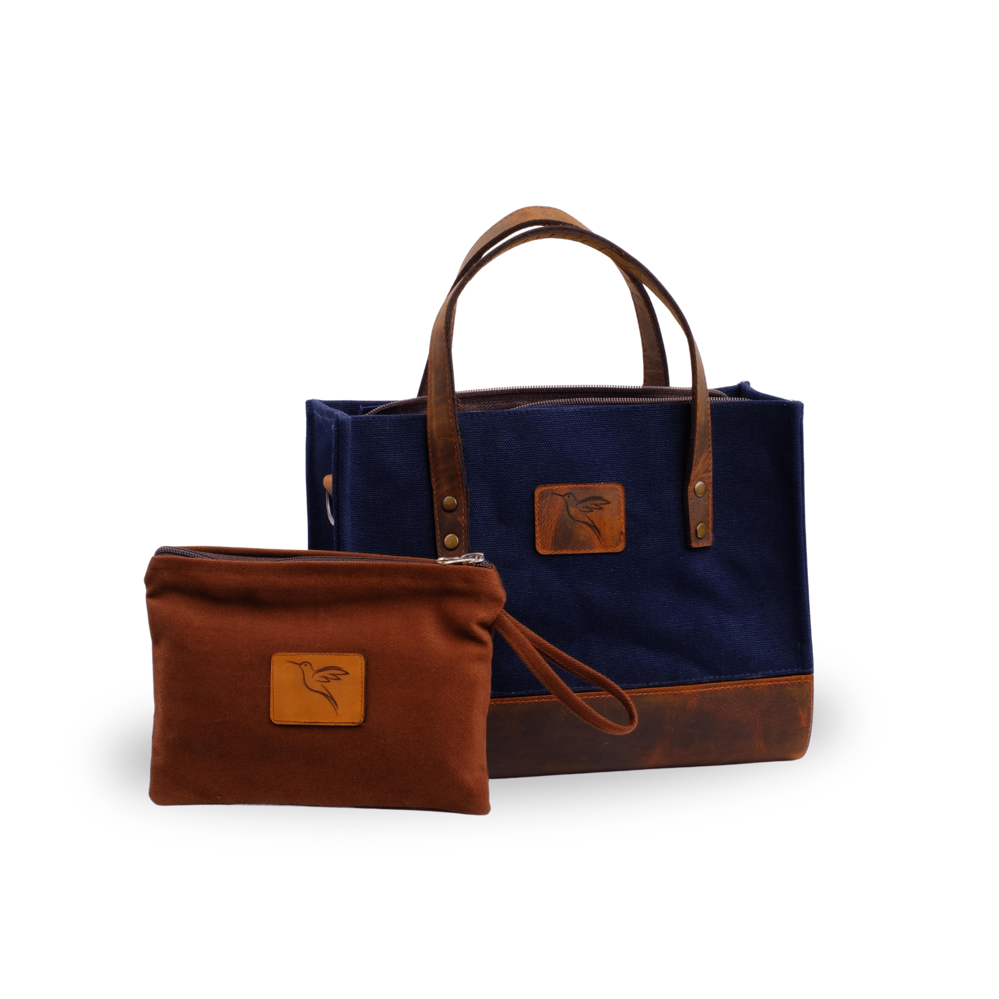 Dark navy canvas & leather crossbody bag – Nevas collection