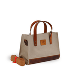 Beige canvas & leather crossbody bag – Nevas collection