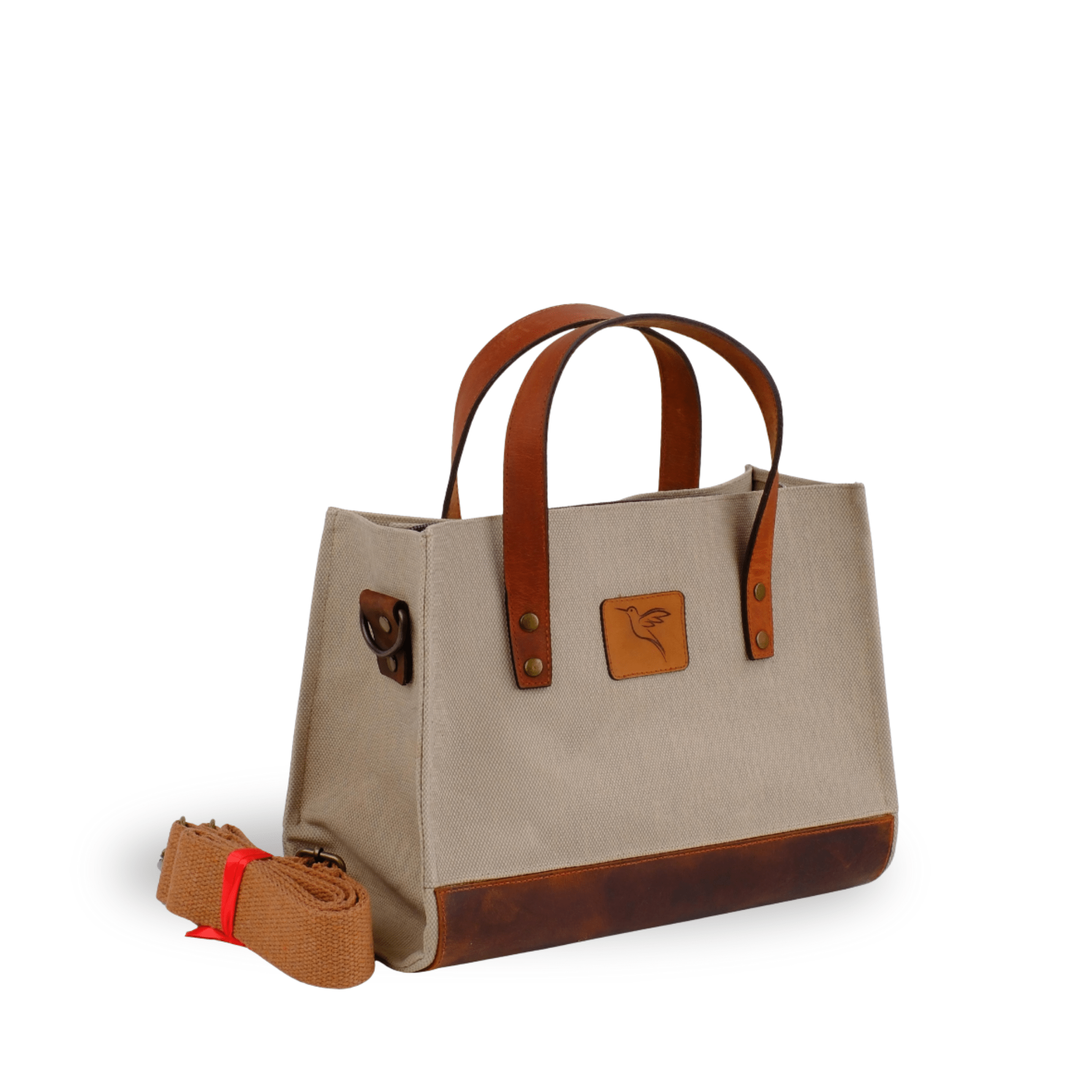 Beige canvas & leather crossbody bag – Nevas collection