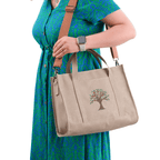 OLİVE TREE - Woman holding canvas handbag with olive tree embroidery – Canvasbag