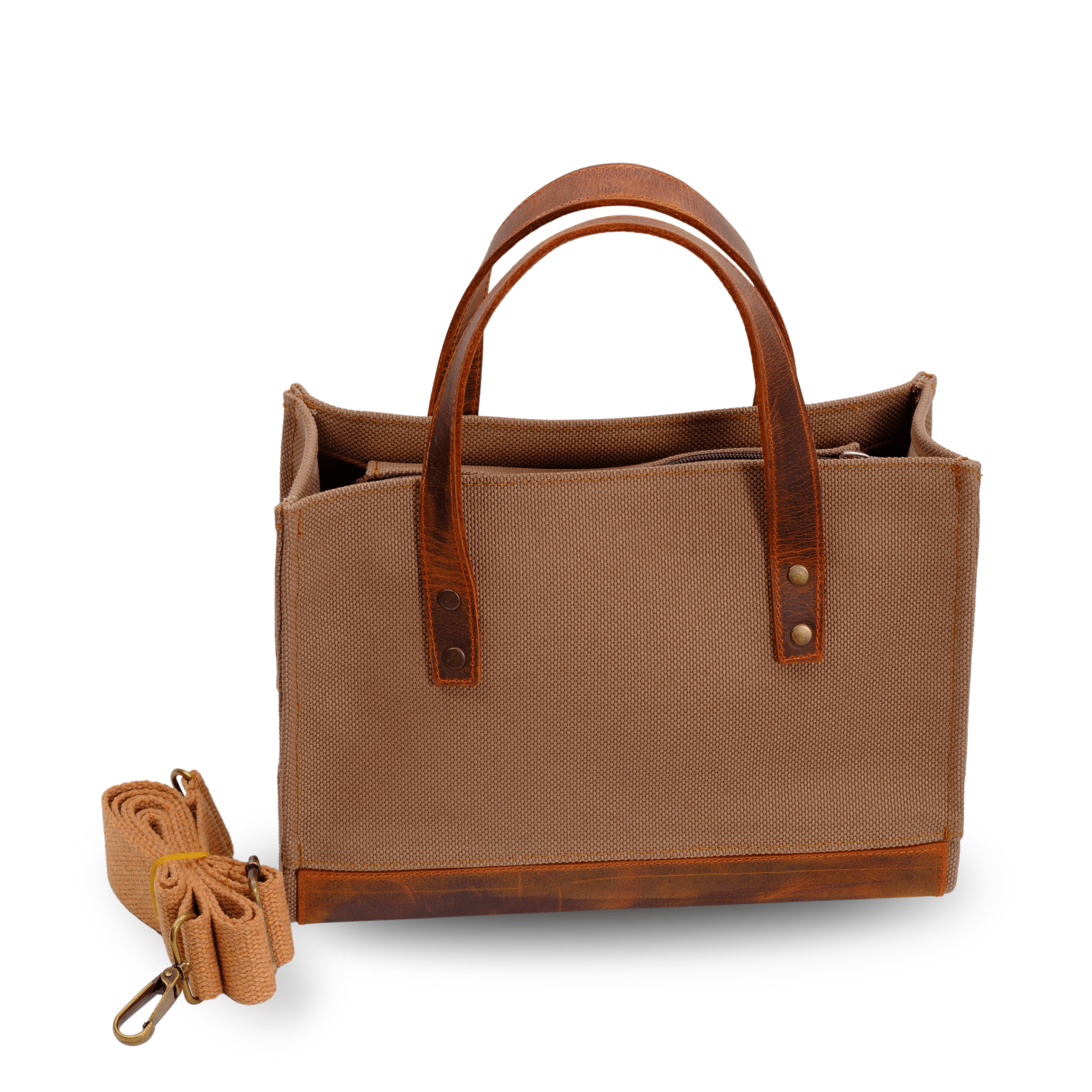 Olive Tree Embroidered Genuine Leather & Canvas Bag - canvasbag