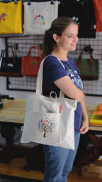 Butterfly Tree Embroidered Gabardine Zippered Bag &amp; Wallet Set
