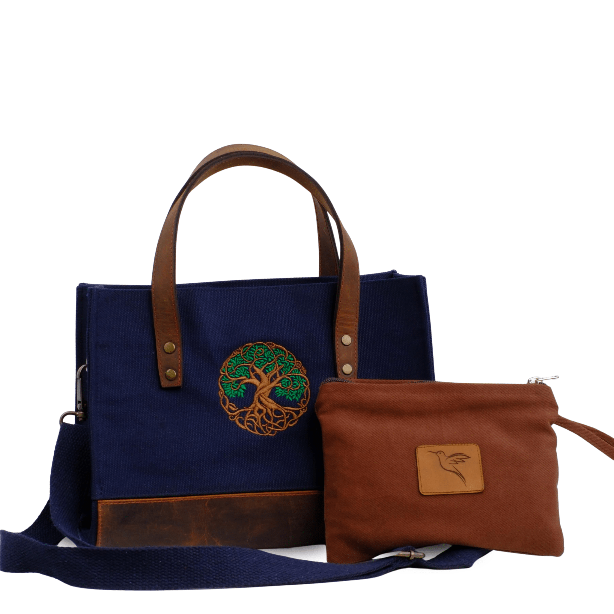 Tree of Life – Dark navy canvas bag with Tree of Life embroidery