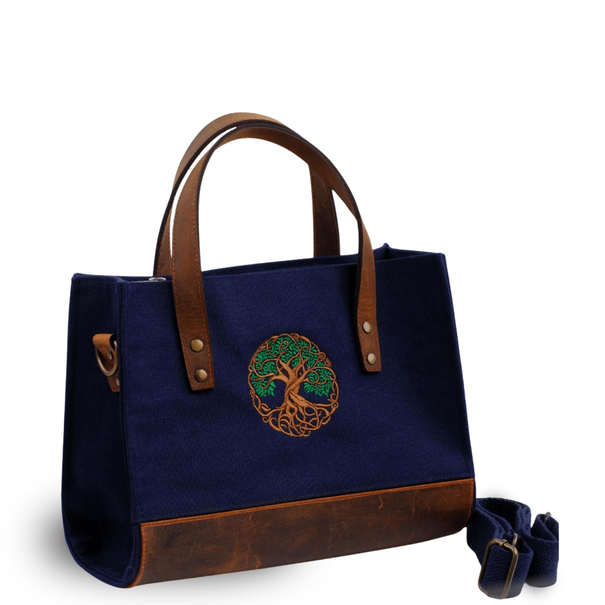 Tree of Life – Dark navy canvas bag with Tree of Life embroidery