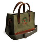 Tree of Life – Khaki canvas bag with leather details