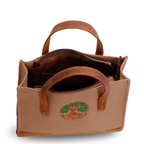 Tree of Life Embroidered Bag | Genuine Leather & Canvas | Zippered Shoulder Bag - canvasbag
